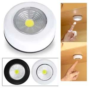 2 COB LED Tap Night Light Push Stick On Wall Wireless Cordless Battery Operated