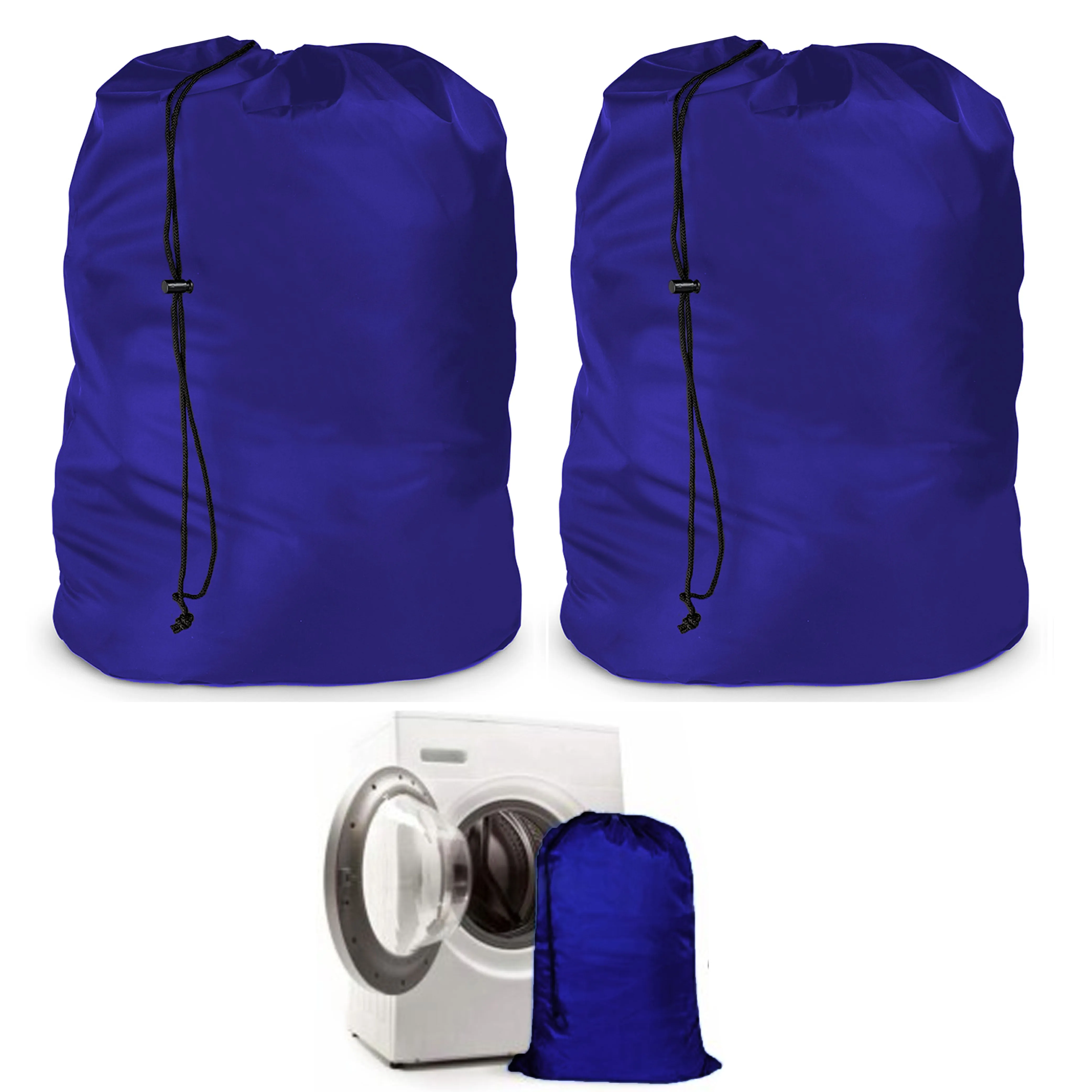 2 Pc Large Laundry Bag Drawstring Heavy Duty Jumbo Washing Clothes Hamper 24x35