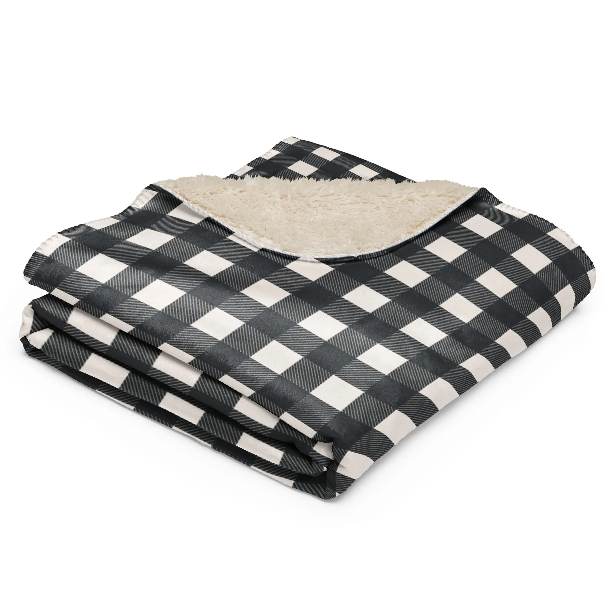 Black & White Buffalo Check Sherpa Blanket