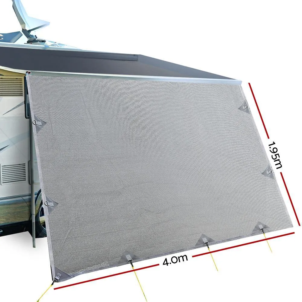 Caravan Privacy Screens 4.0M x 1.95M Extra Long - Drop Roll Out Awning Sun Shade Screen