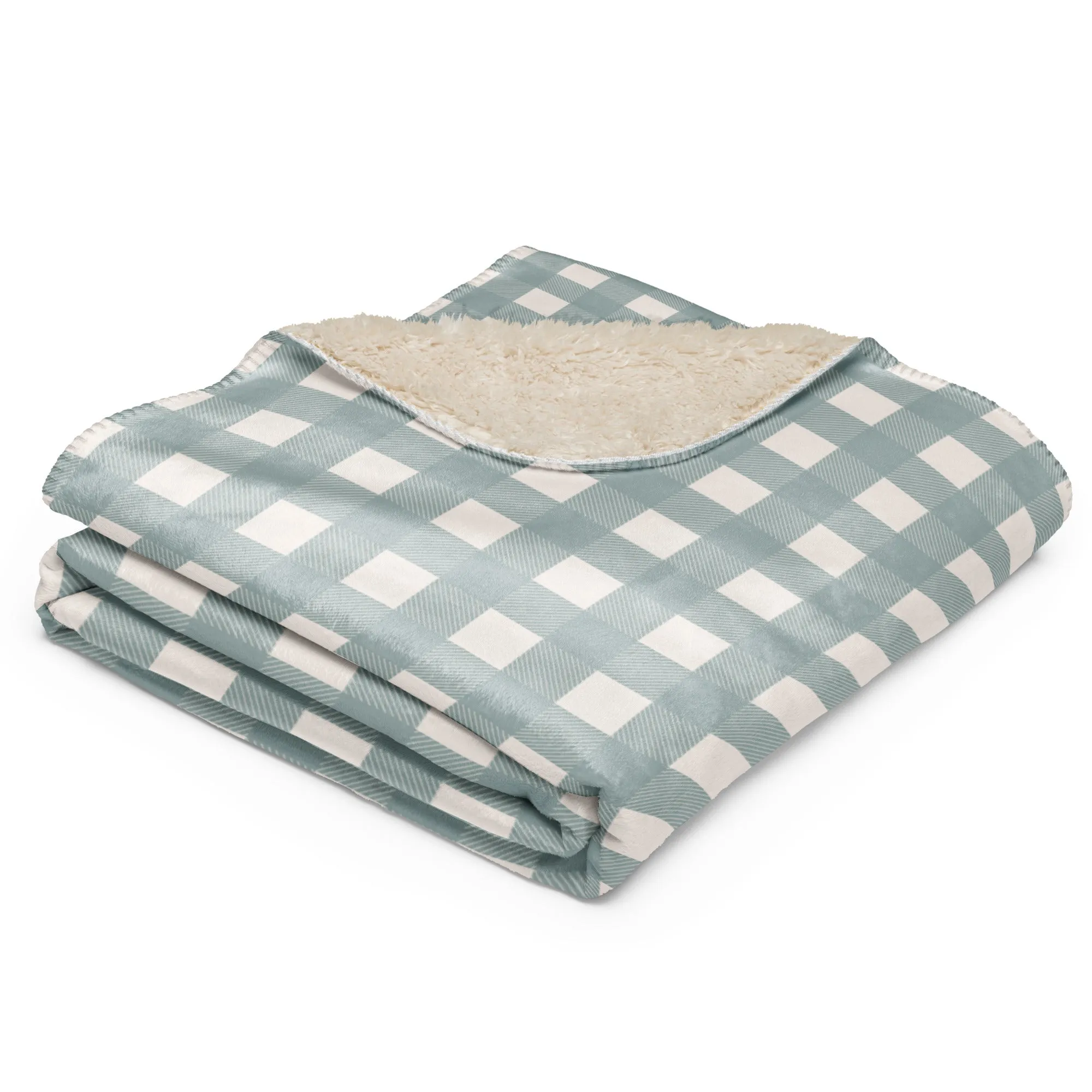 Cottage Blue Buffalo Plaid Sherpa Blanket