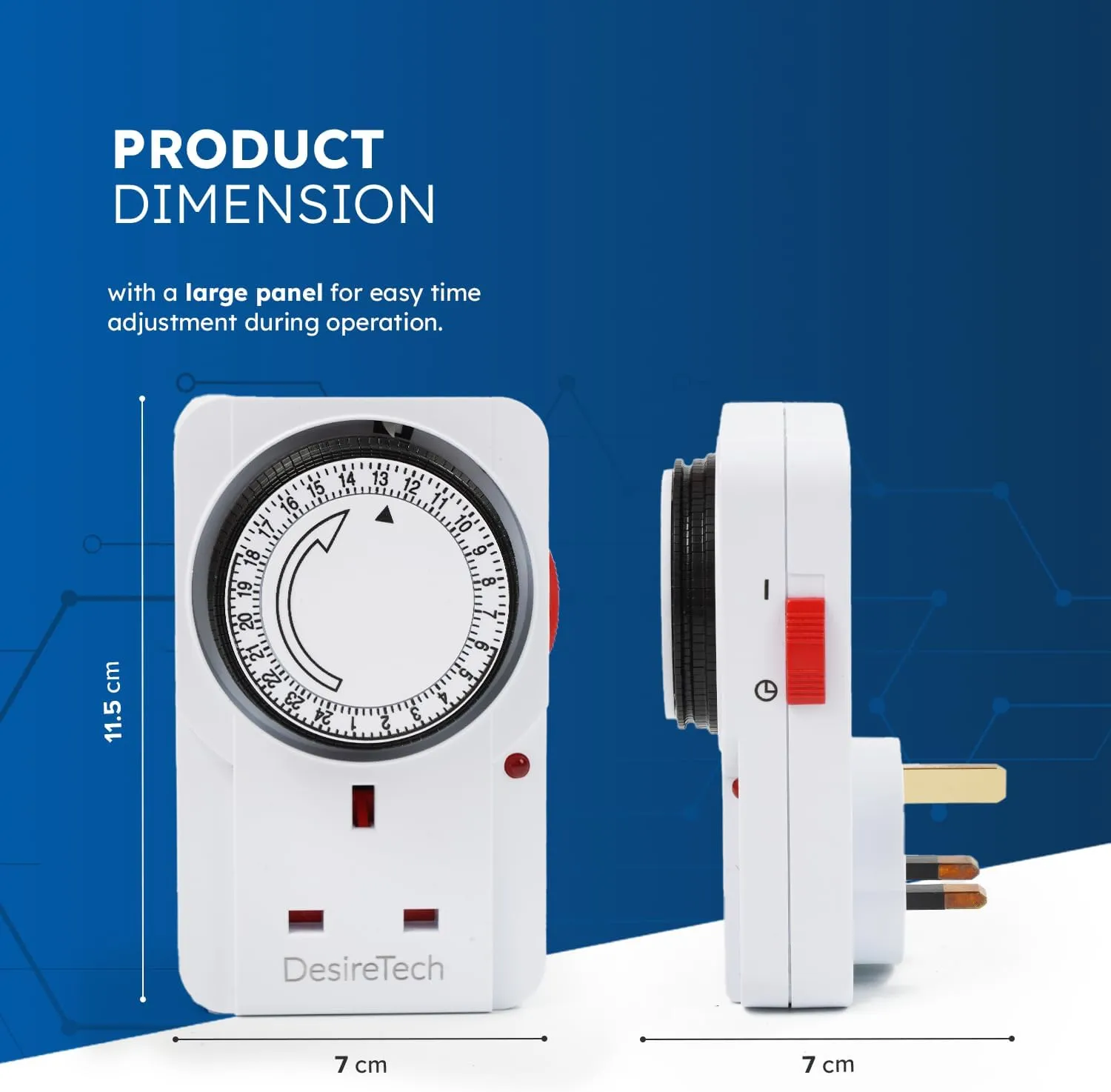 Desiretech Pack of 3 Plug-In Timer Switches – 24-Hour Segment Timer, 3120W Capacity, Home Security & Energy-Saving Automation, Automatic On/Off