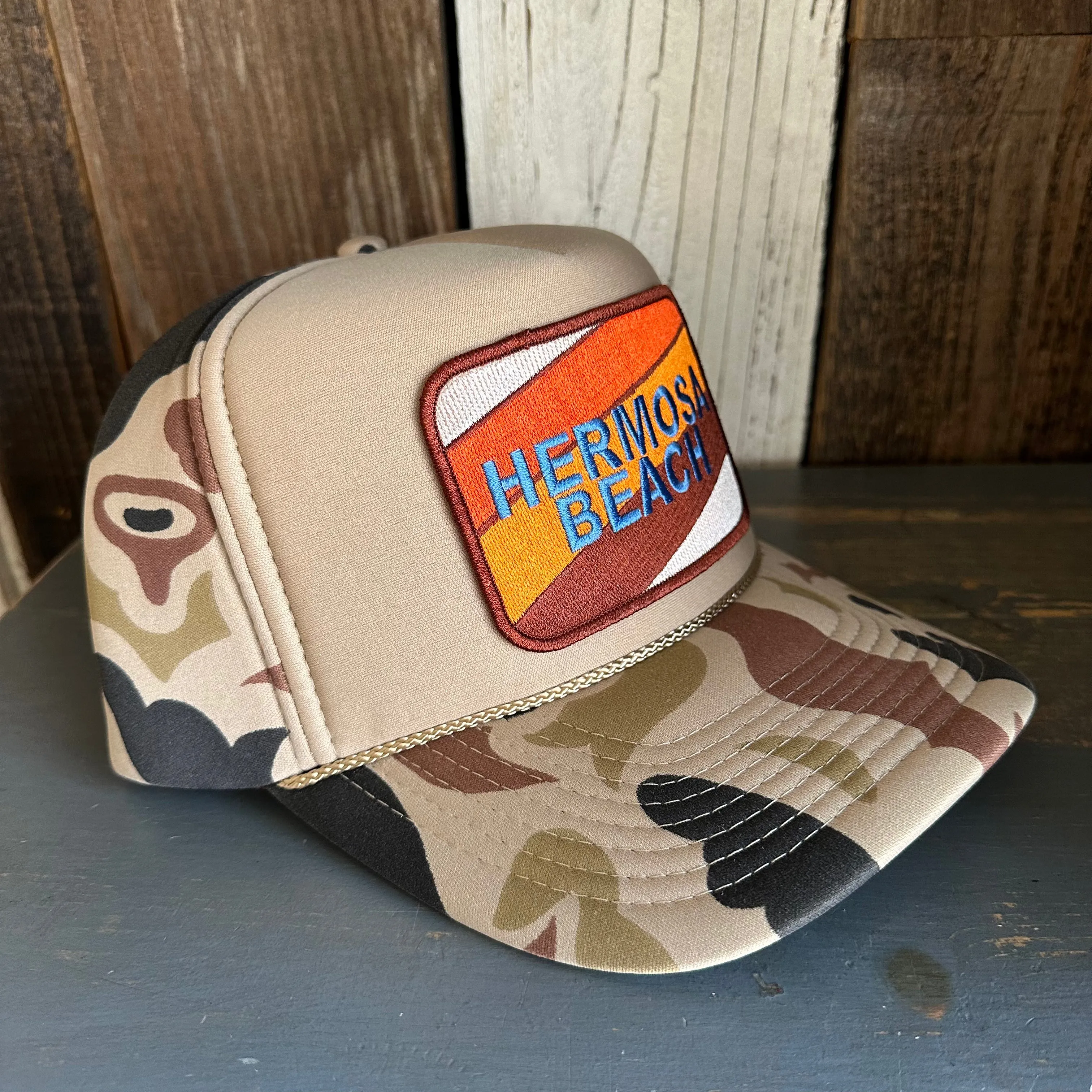 Hermosa Beach GOLF CARTS & YOGA PANTS Winter All Foam Cap Hat - Sand Camo/Sand Front