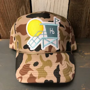 Hermosa Beach LIFEGUARD TOWER Camo Winter All Foam Cap Hat - Sand Camo Full