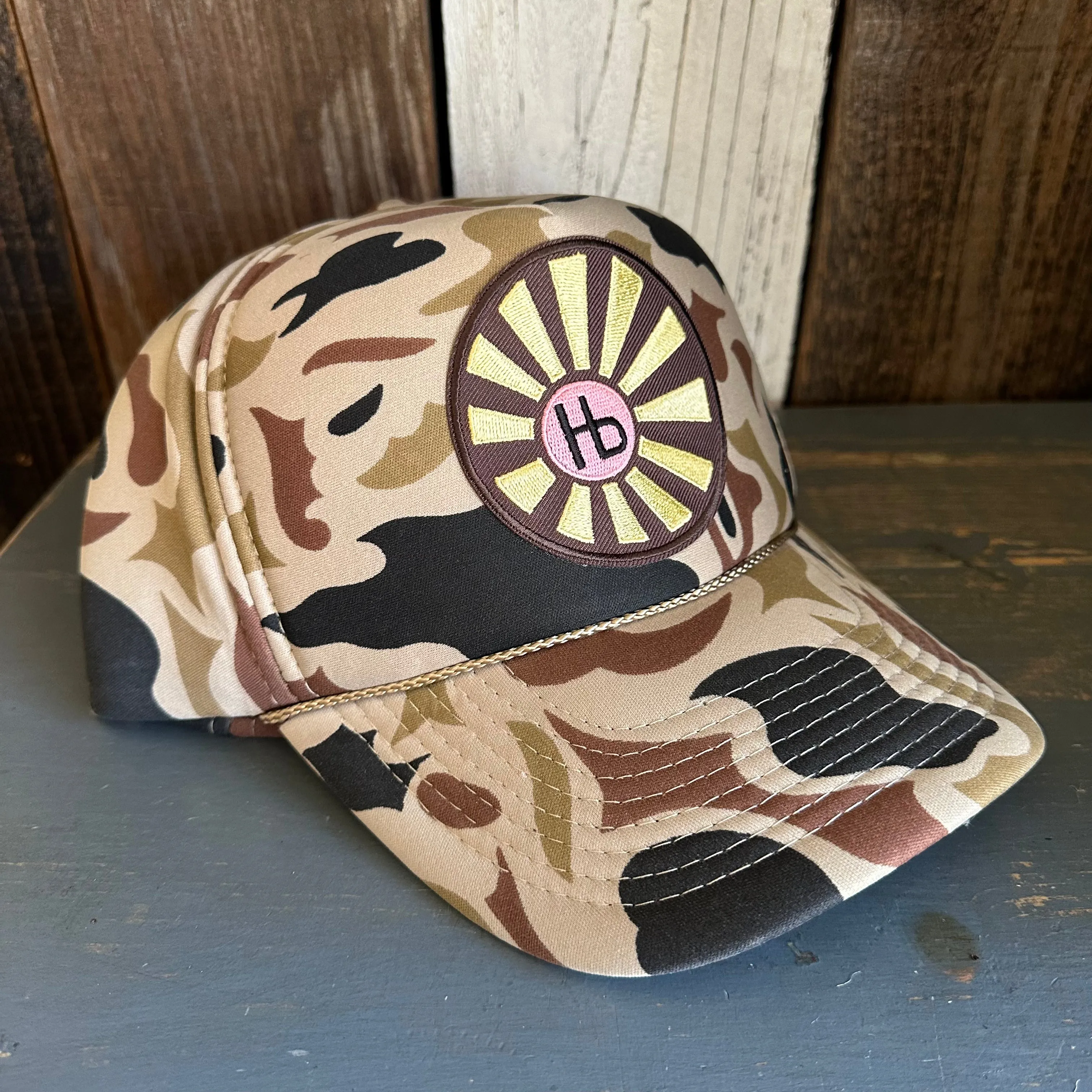 Hermosa Beach SUNBEAMS Camo Winter All Foam Cap Hat - Sand Camo Full