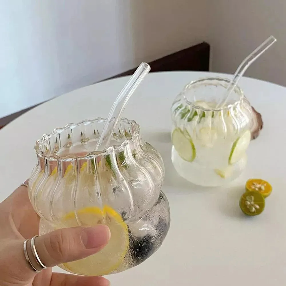 High Borosilicate Glass Coffee & Drink Cup - Wave Design Multi-Use Tumbler