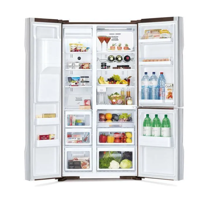 Hitachi R-M820AGP4MX DIA Fridge 3 Doors G651L Inverter Ice Dispenser Door Diamond