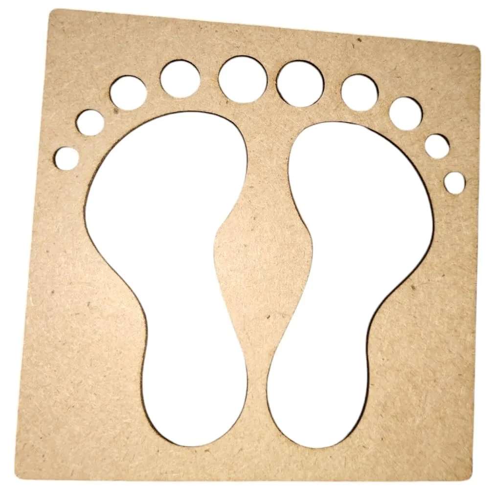 Mahalakshmi / Laxmi Charan / Foot Rangoli Stencil (6 x 6 Inch Medium Size, Wooden MDF) For Drawing Floor Puja Room Door Entrance Home Home Makar Sankranti Haldi Kumkum Margashirsha Diwali Festival Decoration (6 Inch)
