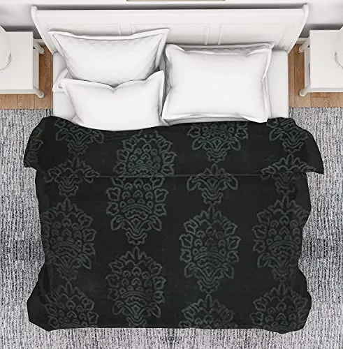 Mehlawat Floral Embossed Polyester Mink Blanket for Single Bed, Winter, Mild-Winter Ultra Soft & Light-Weight Kambal Ac Blanket (Grey, Single - 85x56 Inch)