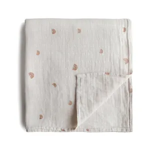 Mushie Organic Cotton Muslin Baby Swaddle - Rainbows