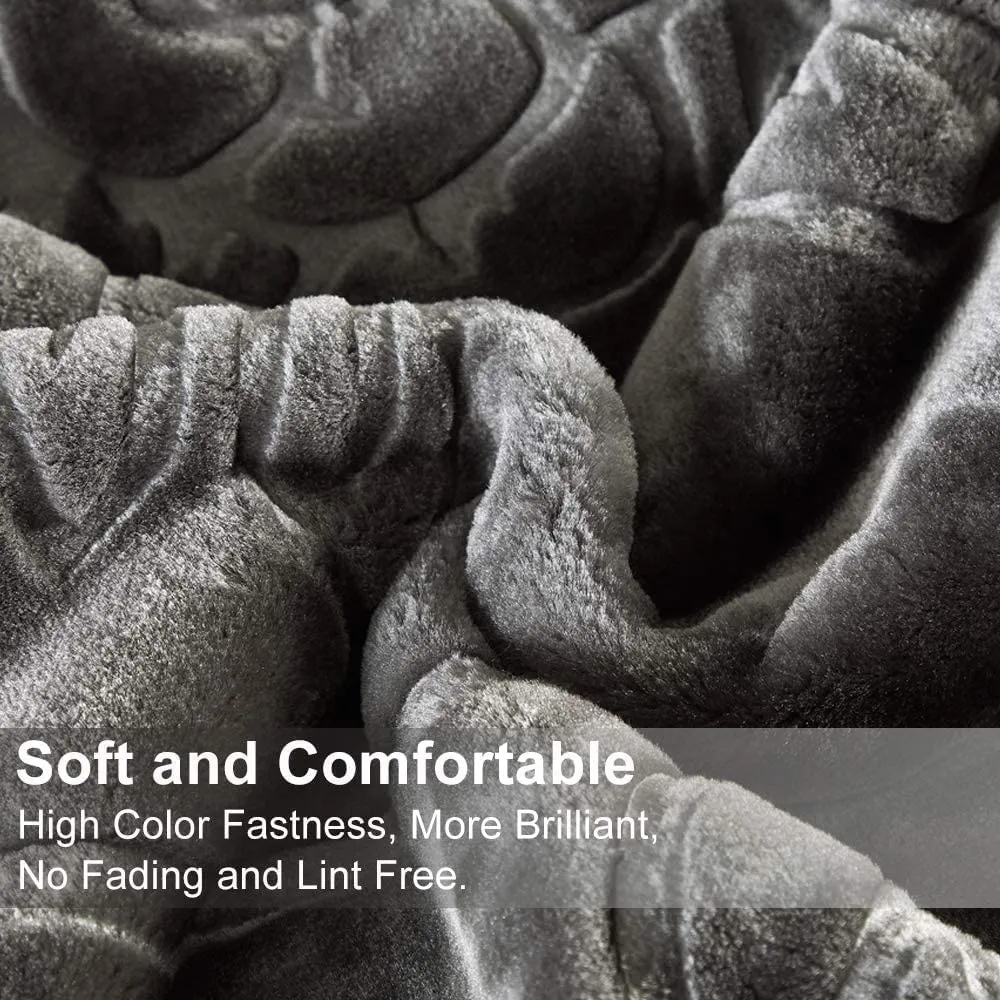 PAAVALI FASHIONS 500 TC Winter Mink Blanket | Floral Super Soft Warm Lightweight Mink Single Bed Ac Bed Blankets for Winter Kambal (Grey, Single - 85x60 Inch)