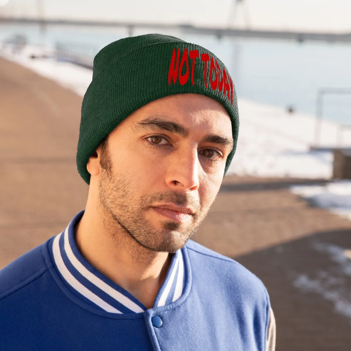 "Not Today" Red Letters Knit Beanie #VezzyWorld 