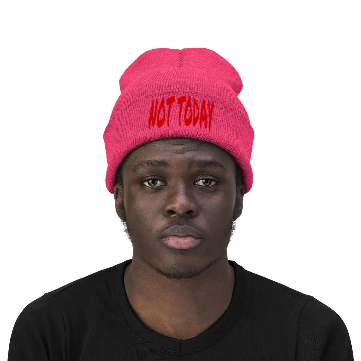 "Not Today" Red Letters Knit Beanie #VezzyWorld 