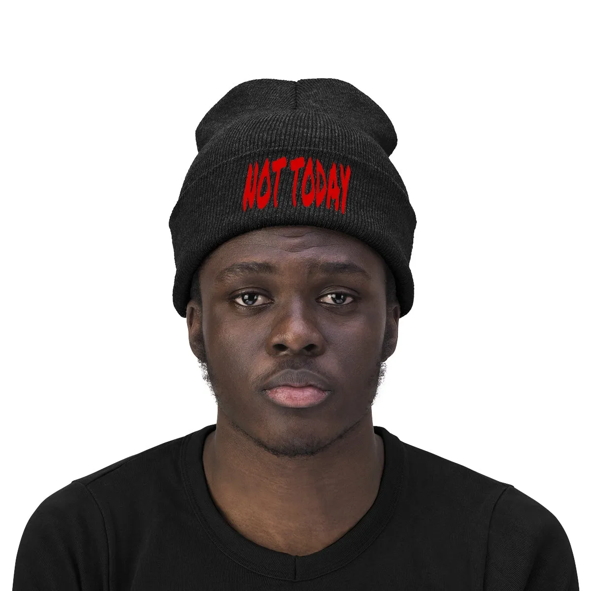 "Not Today" Red Letters Knit Beanie #VezzyWorld 