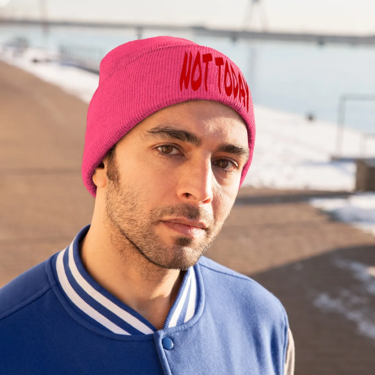 "Not Today" Red Letters Knit Beanie #VezzyWorld 