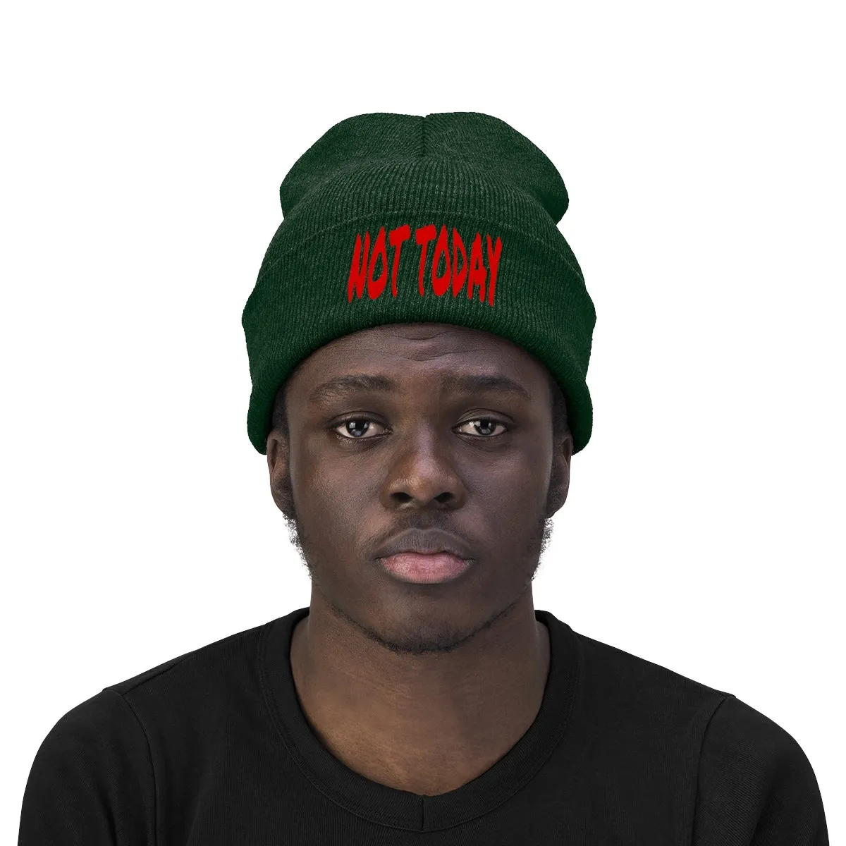 "Not Today" Red Letters Knit Beanie #VezzyWorld 