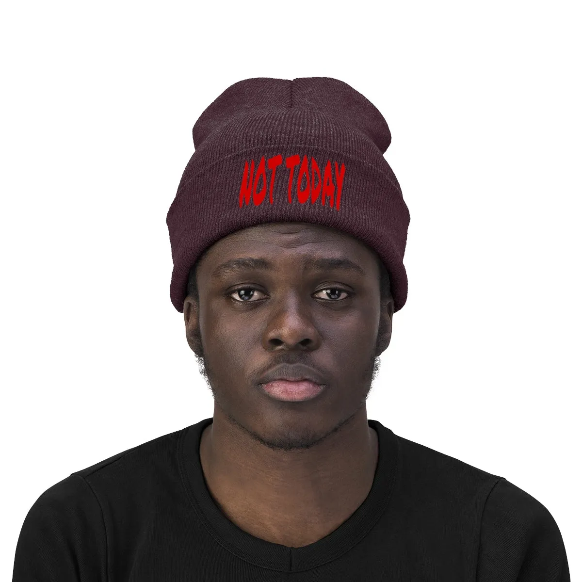 "Not Today" Red Letters Knit Beanie #VezzyWorld 