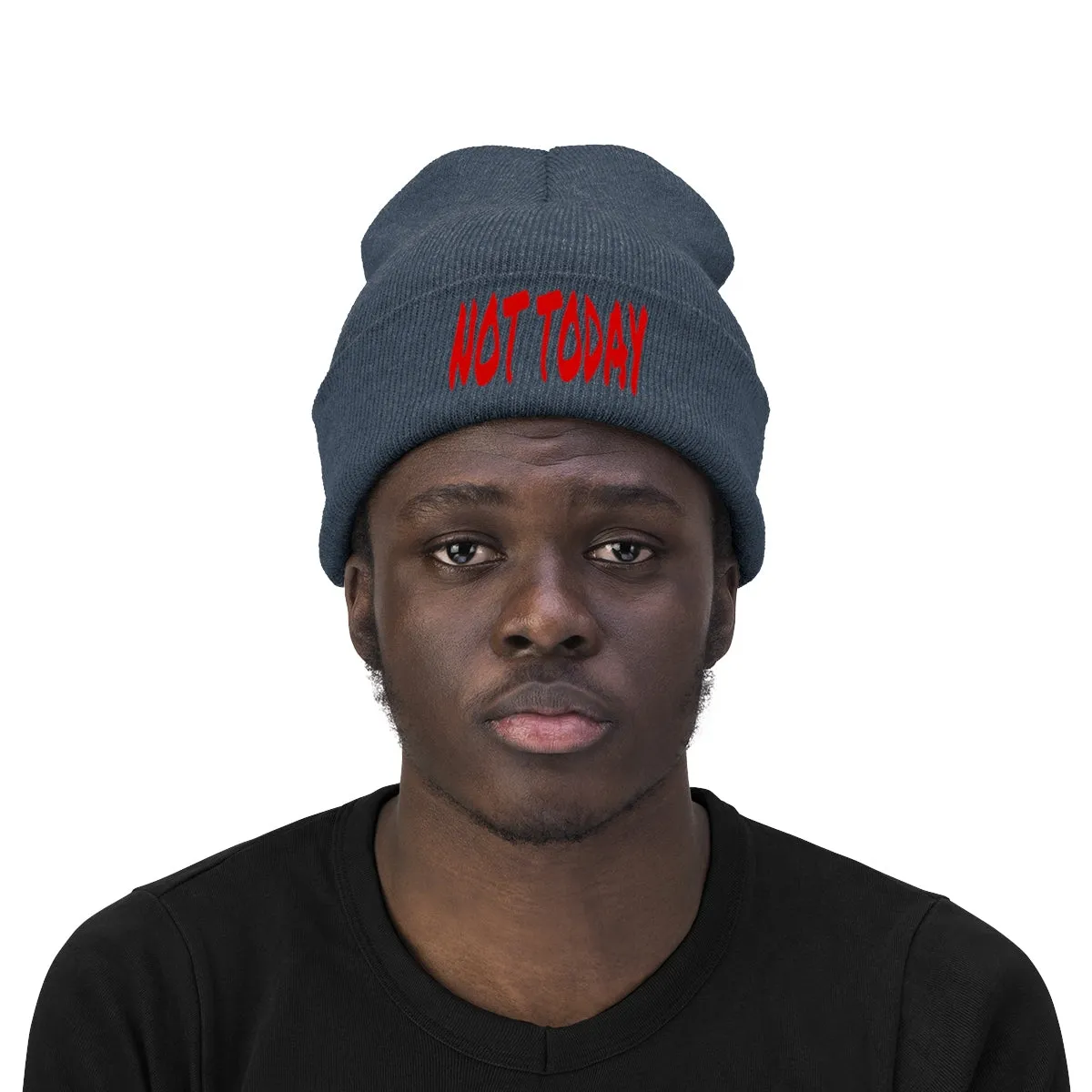 "Not Today" Red Letters Knit Beanie #VezzyWorld 