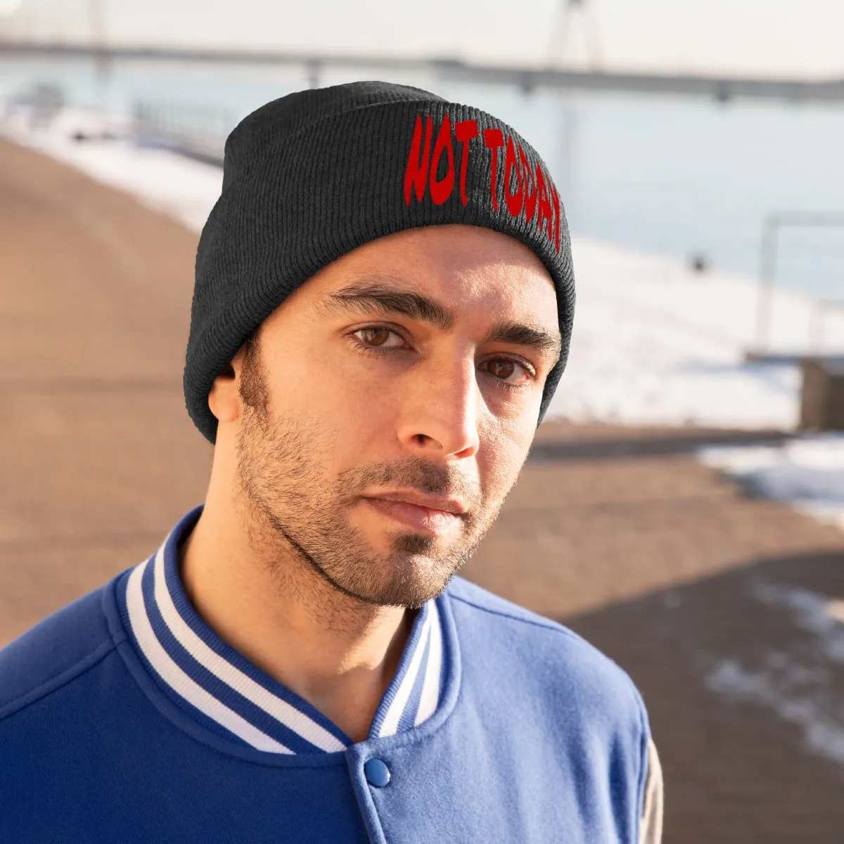 "Not Today" Red Letters Knit Beanie #VezzyWorld 