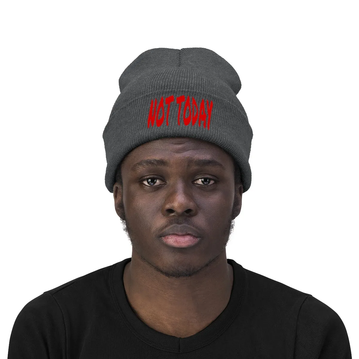 "Not Today" Red Letters Knit Beanie #VezzyWorld 