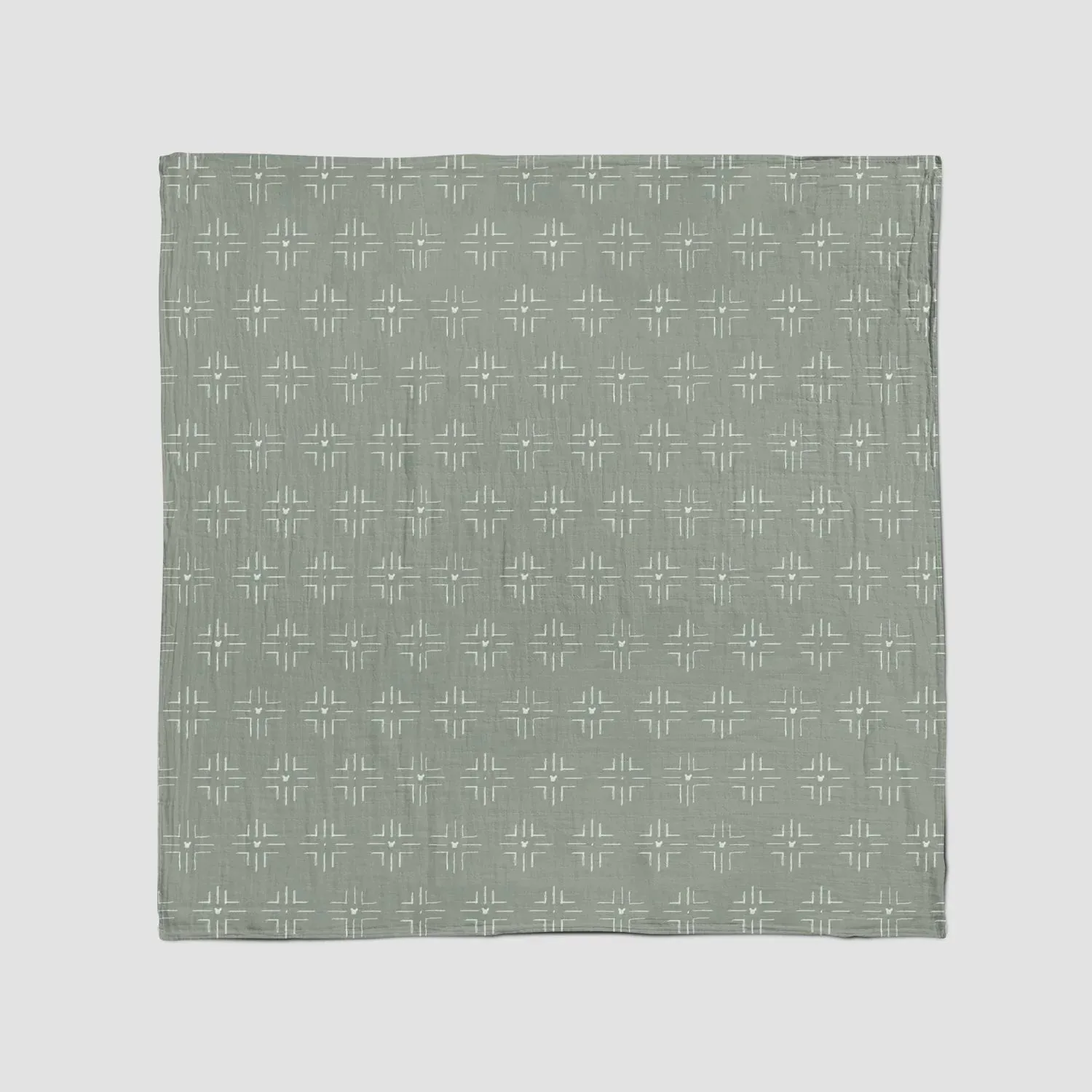 Sage Mudcloth Muslin Blanket