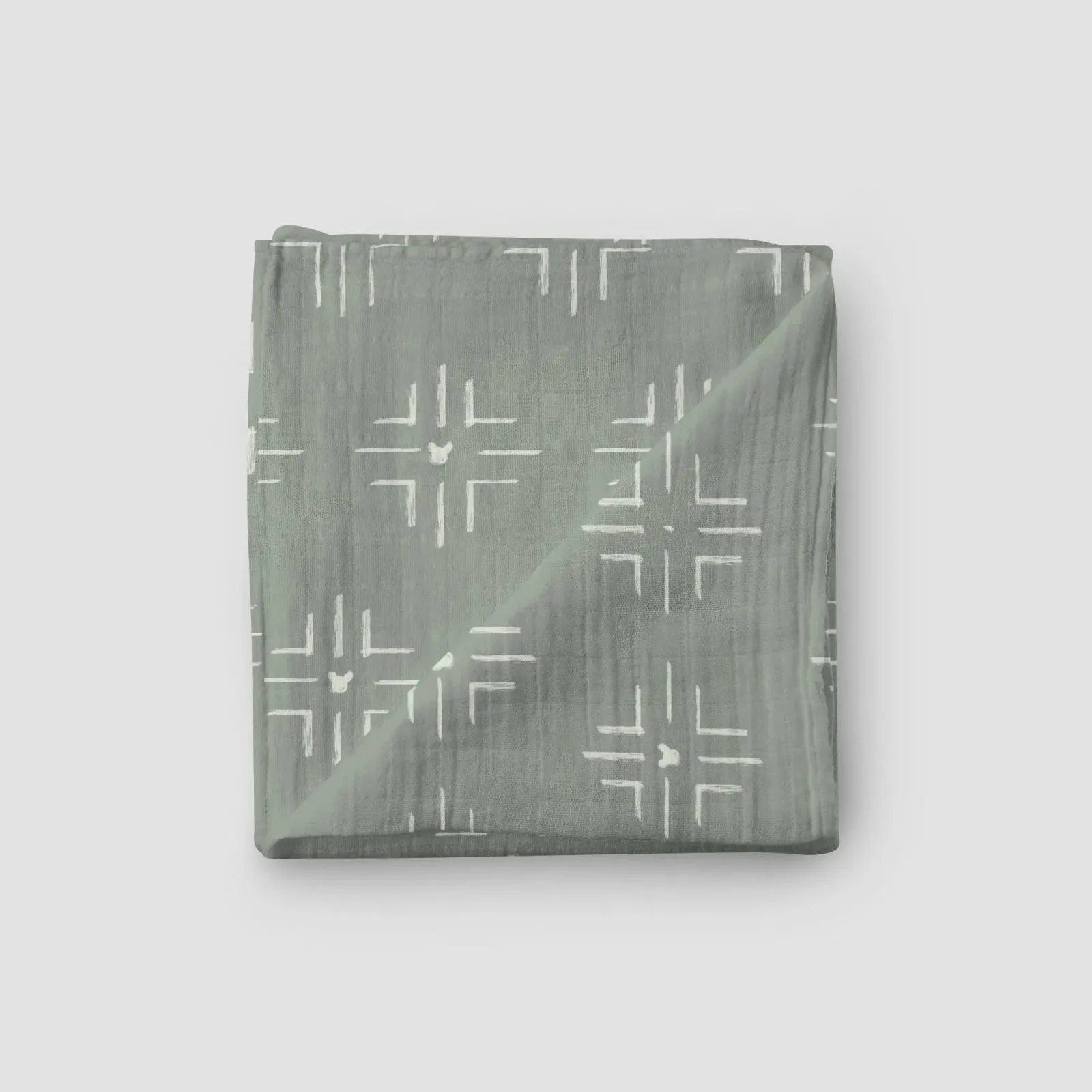 Sage Mudcloth Muslin Blanket