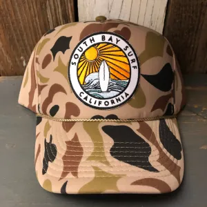 SOUTH BAY SURF (Multi Colored Patch) Camo Winter All Foam Cap Hat - Sand Camo Full