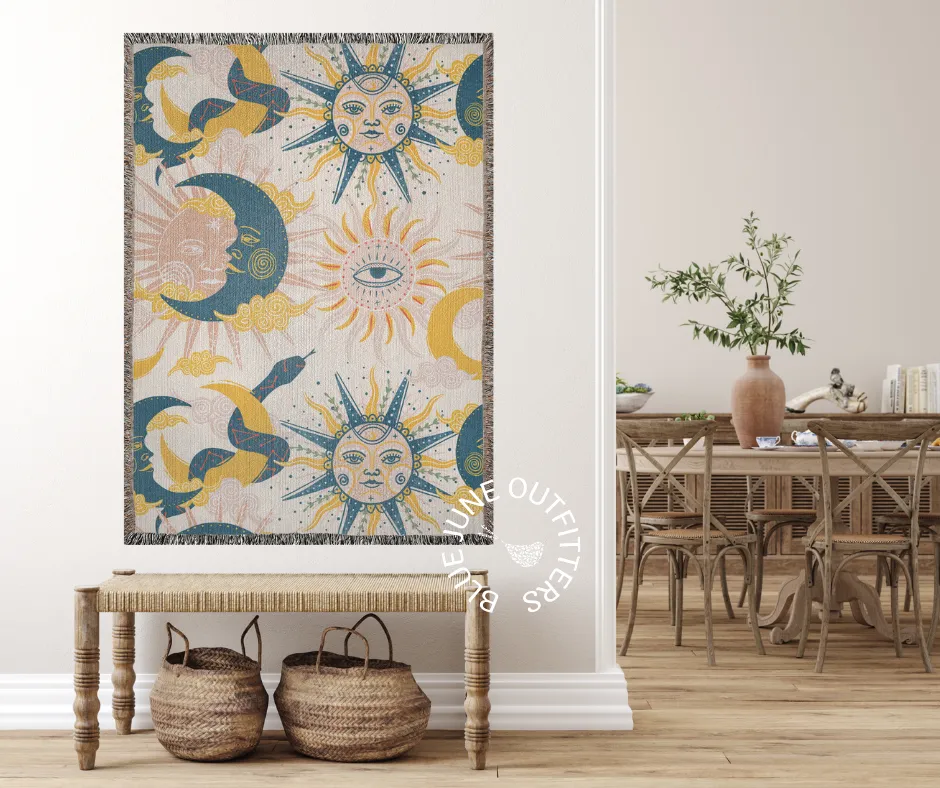 Sun Moon Stars | Celestial Woven Blanket