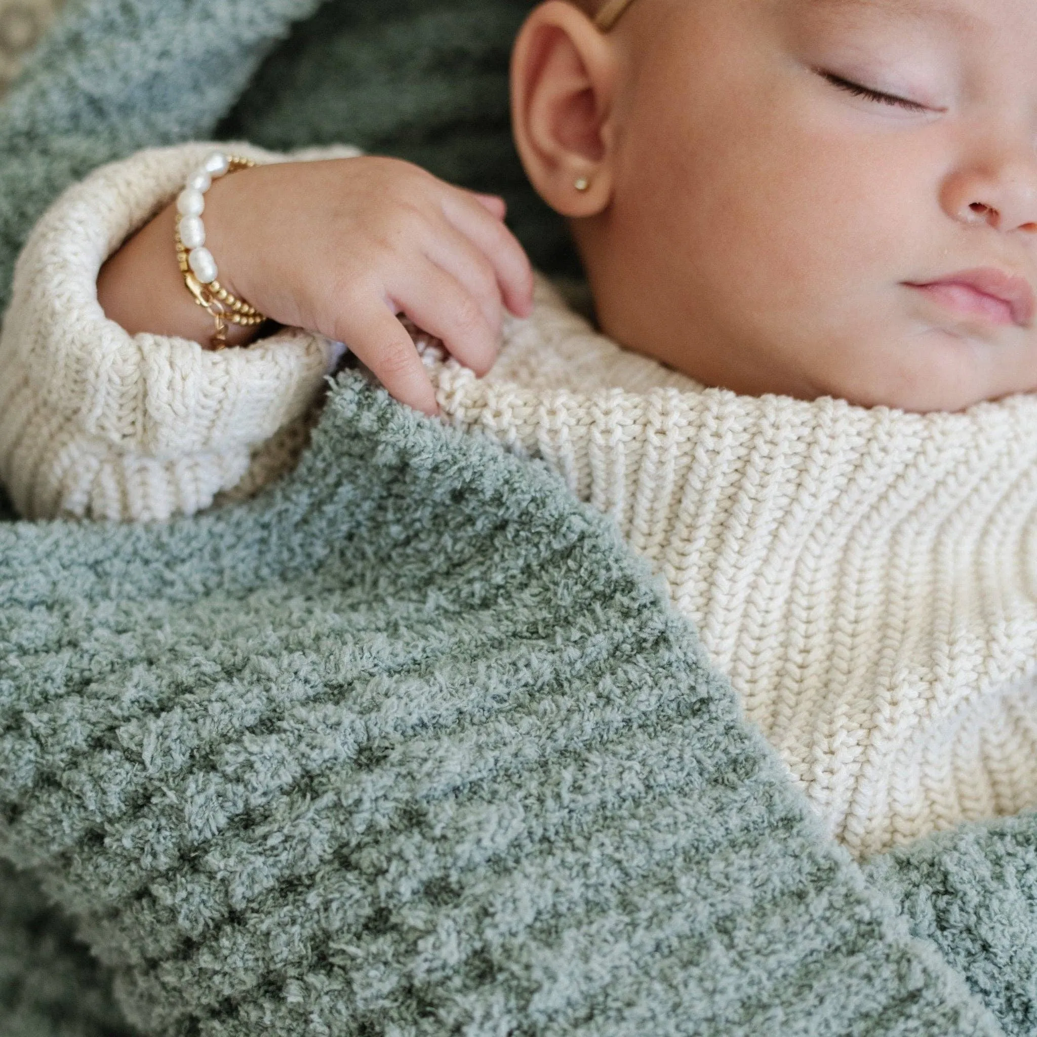 WAFFLE KNIT RECEIVING BLANKETS: Rosette